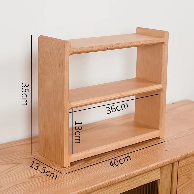 Double-Tier Wooden Storage Rack for Teacup Coffee Cup Table Top Kitchen Organizer with Wire Holder for Seasoning Bottle Sundries