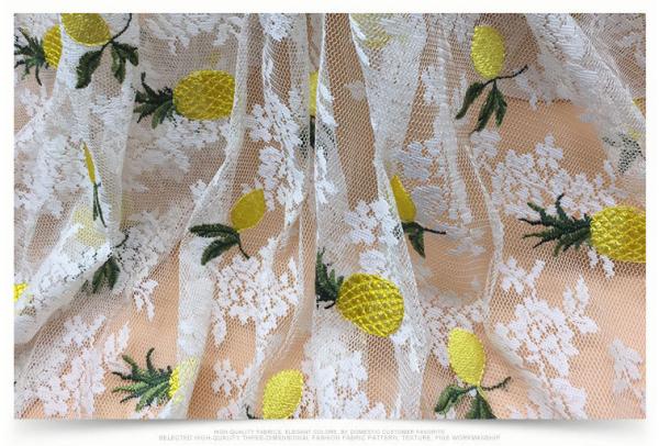 2018 Summer Newest Style Pineapple  Embroidery Fabric 140cm wide for wedding dress