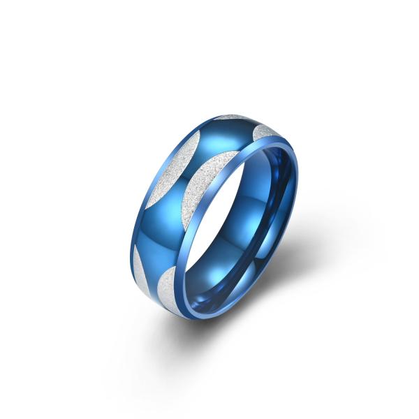 Joaillerie simple pour hommes anneau en acier inoxydable motif de fleur 8 mm
