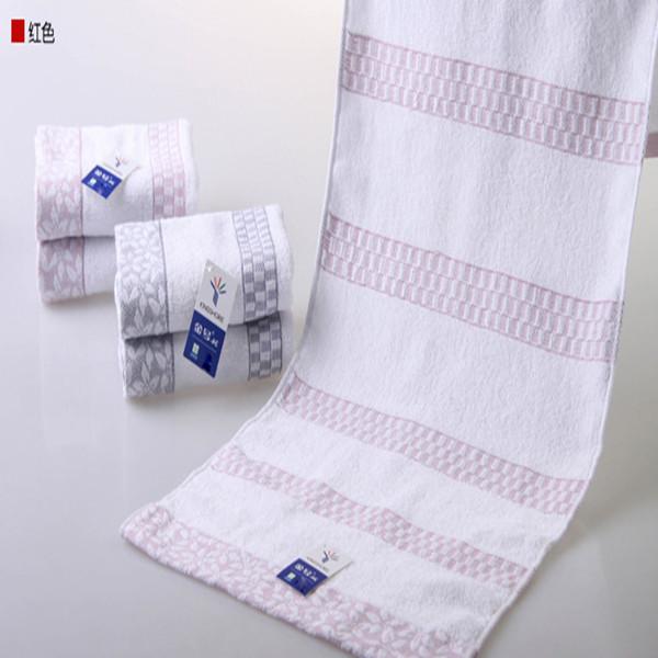 72*34cm Pure Cotton simple classic grid face towel embroidered hand towel with satin