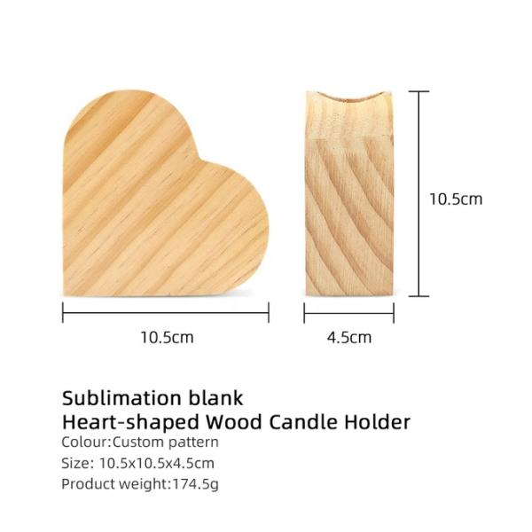 Home Decor Gifts Custom Heart Shape Blank Wooden Sublimation Candle Holder