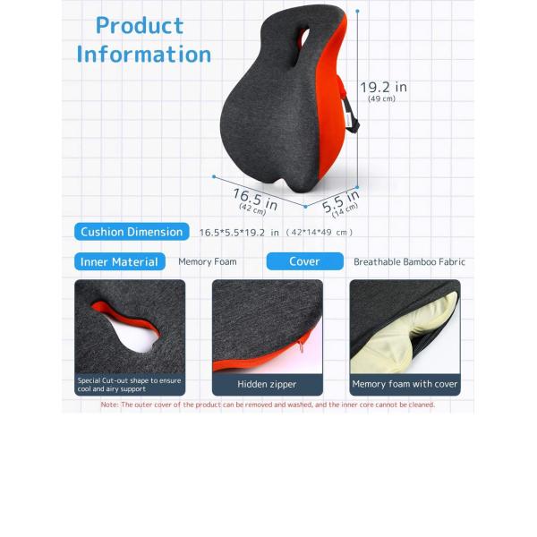 Anti-Decubitus Therapeutic Car Driver's Seat Memory Foam Back Lumbar Support Cushion Woven Triangle