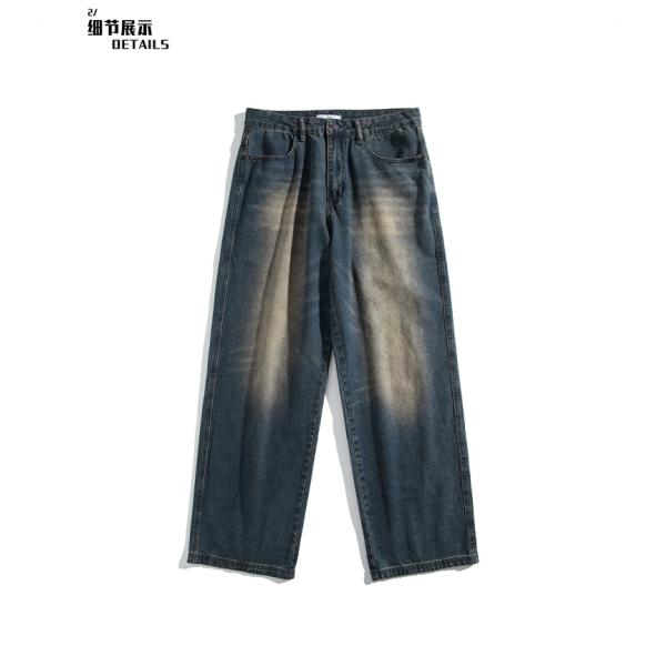 Support 7 Days Sample Order Lead Time 2023 Vintage Distressed Wide-Leg Mop Jeans for Men
