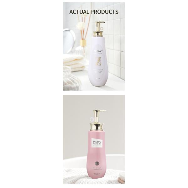 Luxury 300ml 500ml 700ml PET White Pink Unit Popular Customize Logo Gold Pump Plastic Shampoo Bottle