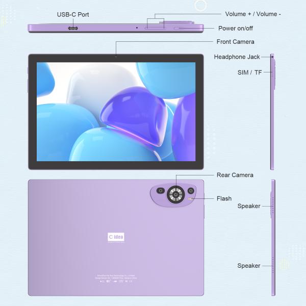 C Idea Android 14 Tab 512GB Учебный планшет для студентов с клавиатурой Cm8200plus фиолетовый