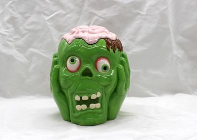 Home Decoration 3D Ceramic Cookie Jar Skull Big Eyes Design Dolomite Food Container