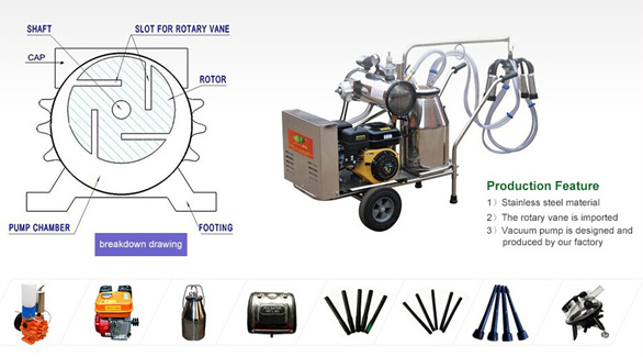 Dairy Farm Electric Automatic Diesel Goat Cow Milking Machine 2 Buckets
