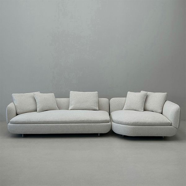 Italian Minimalist Luxury Villa Living Room Sofa Set Hotel Lobby with Teddy Velvet Fabric Sectional Modular Couch