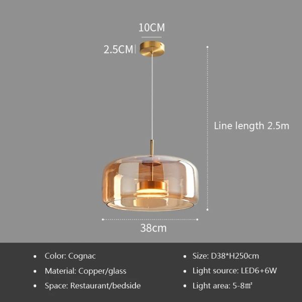 Nordic Glass Led Pendant Light Light Luxury Smoke Grey Hanging Light（WH-AP-677）