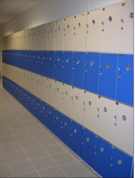 PVC Material Blue School Lockers Durable Four Tier Lockers For Swimming Pool