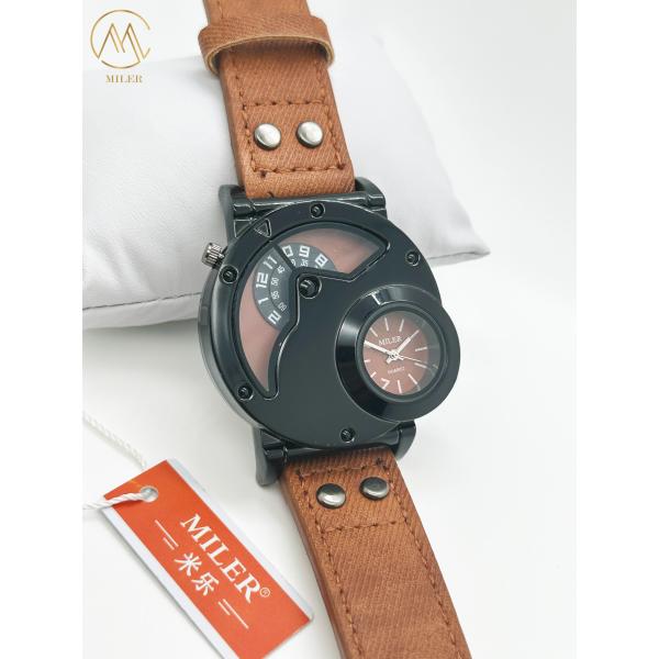 Montres à quartz créatives avec courroie en cuir denim durable pour adolescents