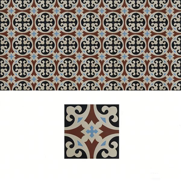 European Retro Handmade Cement Tile Flower Pattern Wall Tile Floor Paving Tile For Kitchen Cafe Bathroom Decoration