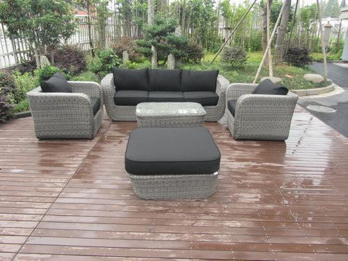 3 Seat Grey Outdoor Rattan Sofa With Power Coated Aluminum Frame