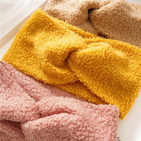 Heavy wide cashmere black hair band geometric Korean wave shampoo hair accessories autumn/winter cross headband