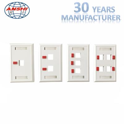 US Type Wall Mount 120mm 1 / 2 / 3 / 4 / 6 Ports Network Cable Faceplate RJ11 RJ45 Keystone Jack