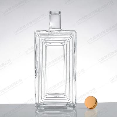 Garrafas de vidro Vodka Liquor com whisky de cortiça Material de base Vidro 500ml 750ml Personalizado