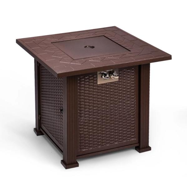 Oil Finished Propane Gas Fire Pit Bronze Table 28 Inch Square