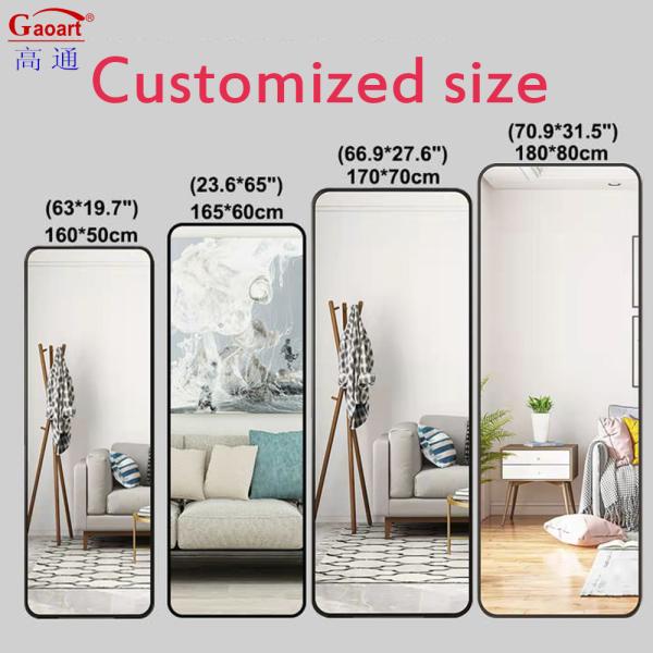 Framed Black Iron Glass Gold Bathroom Wall Art Sticker Frame Mirror for Home Wineshop