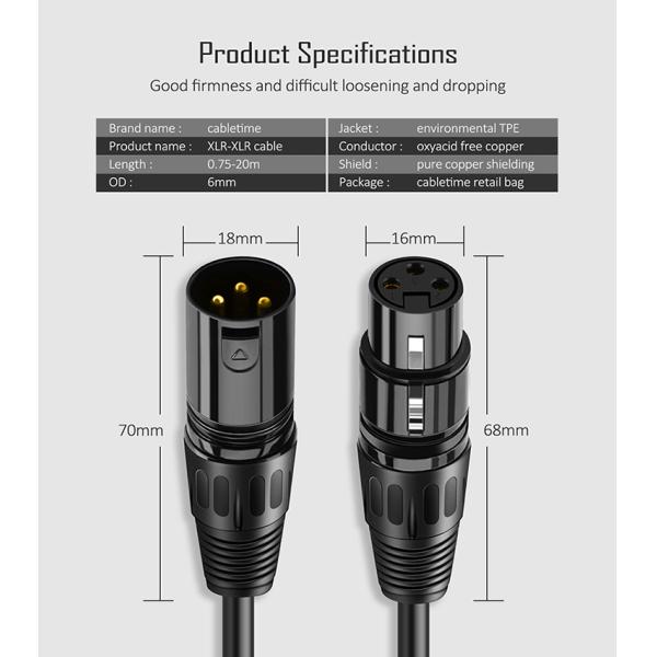 OEM Hifi Microfono Microphone 3 PIN Connector XLR Audio Jack Male To XLR Female DMX Cable