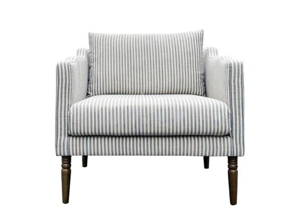 Contoured Armrest Striped Arm Chairs Contemporary Fabric Occasional Chair