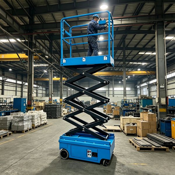 Indoor Mini Forklift Lifting Scissors Lift Platform Vehicle 30 Ft For Uneven Ground