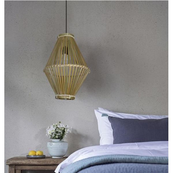 3500K Retro Bamboo Woven Pendant Light For Indoor Living Room