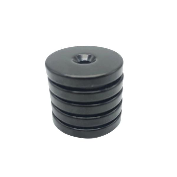 Customized  Round Neodymium Magnets Temp Resistant Black Coating