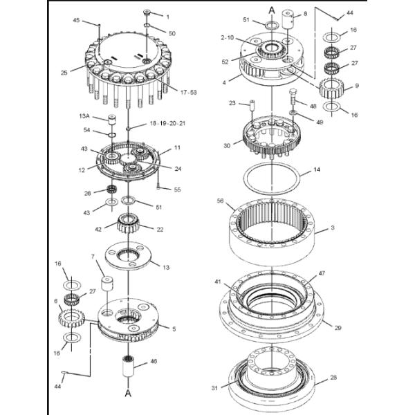 E325B E324D Swing Drive Shaft Excavator Swing Motor Reduction Gear Box Final Drive Device Spare Parts，