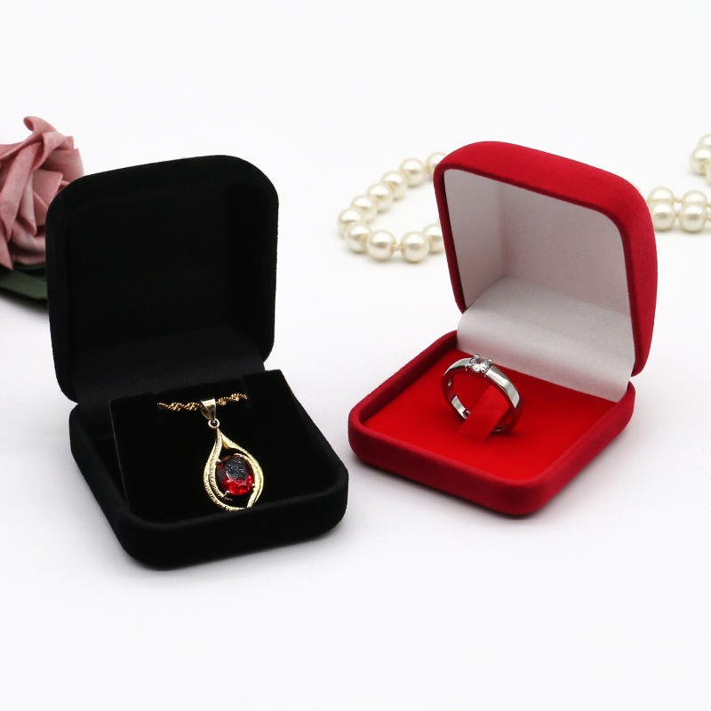 Simple Style Velvet Jewelry Box 55*59*37mm Custom Insert Color Compact