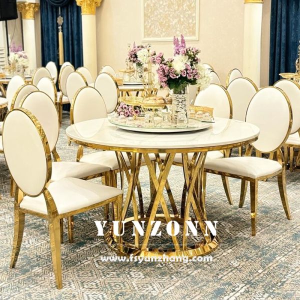 Classic Modern Round Dining Table with Heavy Base Tempered Glass & Marble for Outdoor Use in Kitchen Living Room Family Hotel