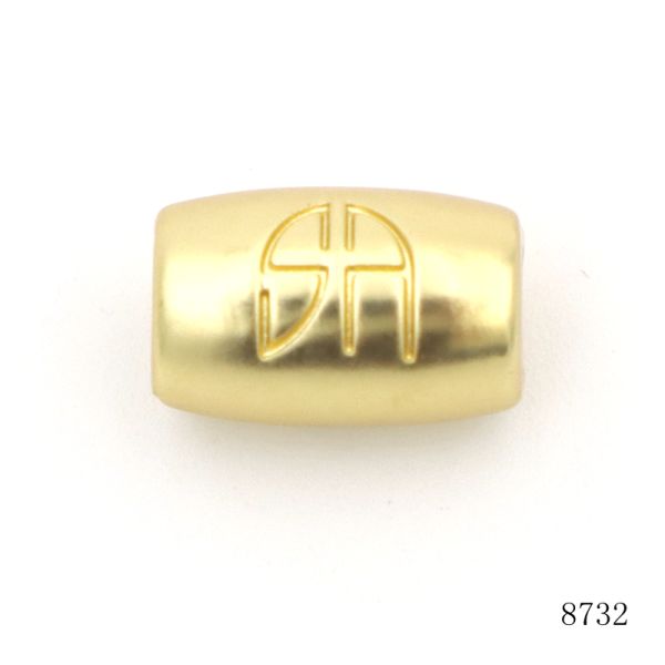 Matt Gold Plated Customized Logo Engraved Square Bead Metal Square Beads For Bracelets Decorative