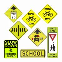 Autocollant réfléchissant en aluminium Indicateurs de zone scolaire personnalisés Épaisseur personnalisée Forme