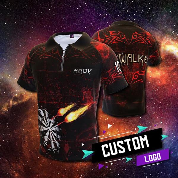 OEM Sublimation Darts T Shirt Multicolor With Zippers Design