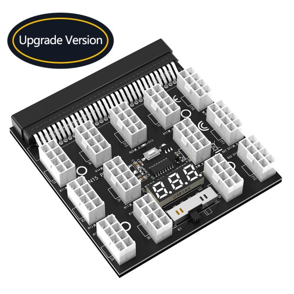 Upgrade Version ATX Power Supply Breakout Board with 1200W Power Support Digital Temperature and LED Voltage Display for Mining