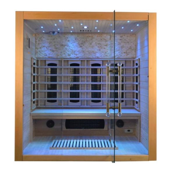 Solid Wood 4 Person Infrared Sauna Room Doorfull Infrared Dry Wooden Sauna