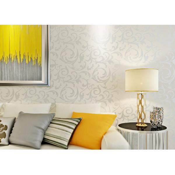 Eco - Friendly Silver Leaf Pattern Modern Removable Wallpaper for TV Background