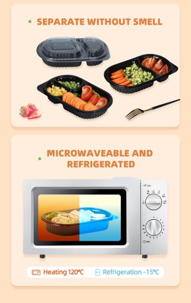 Compartimento plástico de abastecimento de Bento Lunch Box Disposable 2 da micro-ondas do escritório de ODM/OEM
