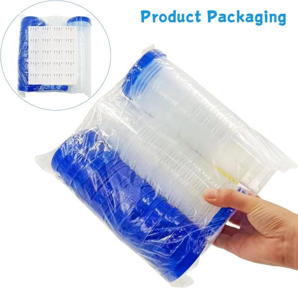 Disposable Specimen Cups| High-Grade Silicone, Sterile, Individually Wrapped Medical Cups W/Leakproof, Screw-On Lids