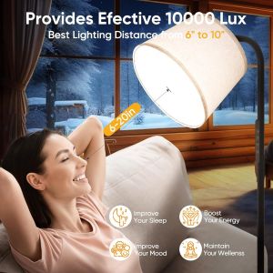 10,000 Lux Therapy Floor Lamp with Remote Control and Adjustable Color