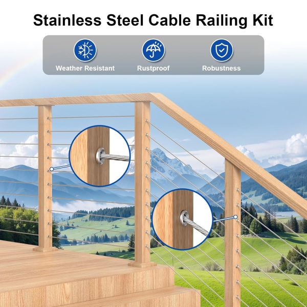 Stainless Steel Thickness Cable Railing Protector Adhesive Sleeves for Deck Stair Cable Railing Post Kits