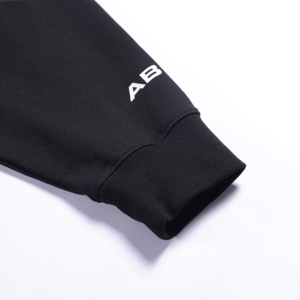 Custom logo men's hooded long sleeve sweater fashion,wholesale organic mens winter sweater black