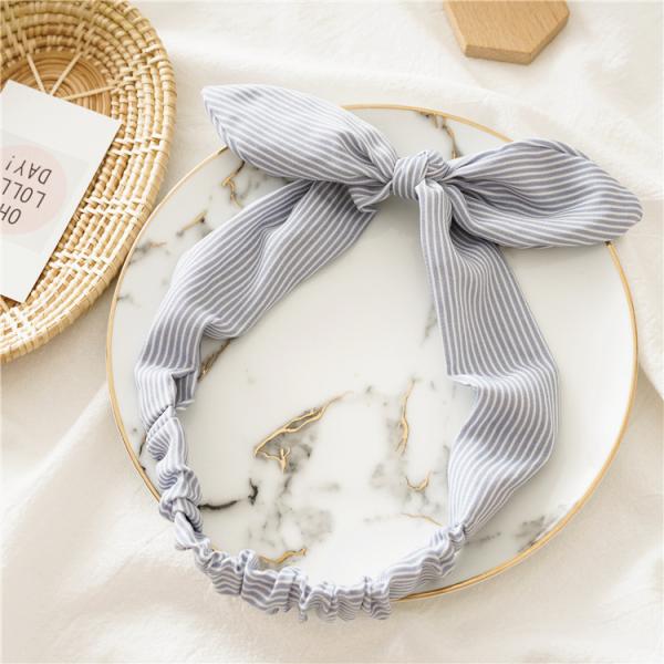 Wire rabbit ears pinstripe elastic unique hair bands women's updo knot headband accessories wholesale