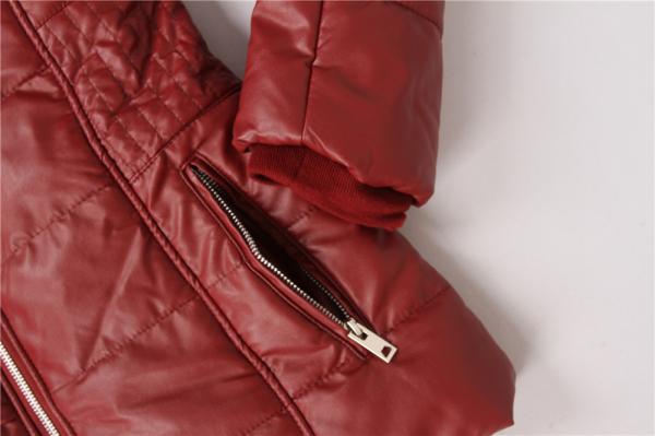 Ladies PU Coats Jacket Quality Fashion Keep Warm Autumn And Winter Burgundy