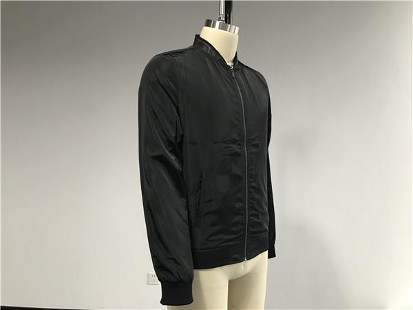 Black Mens Polyester Bomber Jacket With Rib Detail XS-XXL Size TW69372