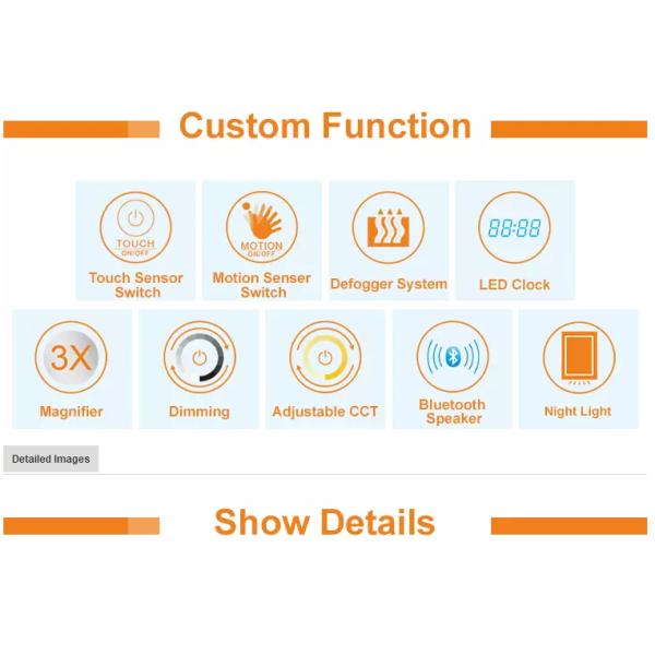 Light Grey Medicine Cabinet Led Mirror With Rust Resistant Coating And Custom Design