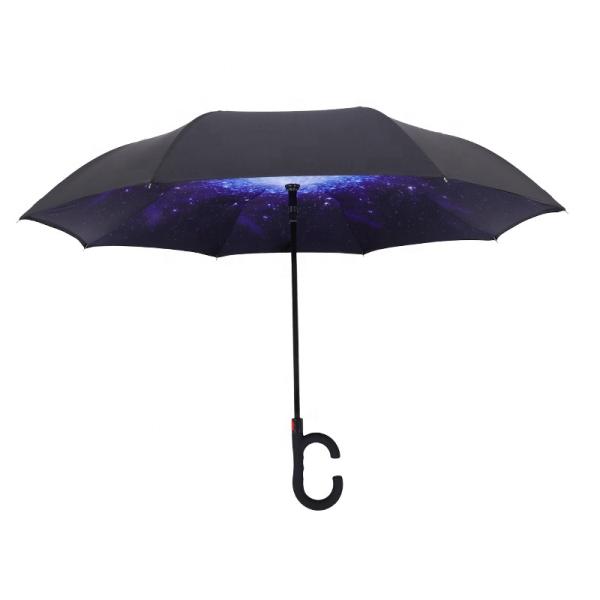 Adults Windproof Upside down C shape Inverted Reverse Umbrella with Pongee Panel