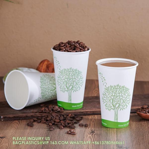 16 Oz Compostable Cups, Biodegradable Disposable Paper Cups With PLA Lined, Eco-Friendly Paper Coffee Cups For Party