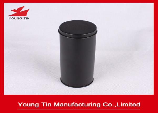 YT1188 Round Cylinder Plain Black Metal Tea Containers Safe Packaging Custom