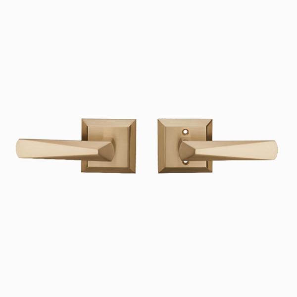 Square Brass Handles , Non Locking Passage Door Lever For Hallway