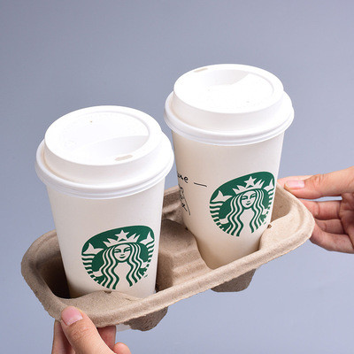 ISO 8oz-32oz Pulp Paper Takeaway Coffee Holder 4 Cup Carrier Tray